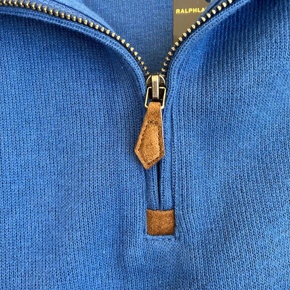 Polo Ralph Lauren Mens 3XL Tall Blue 1/4 Zip Sweater Brushed Cotton Small Pony - Picture 9 of 16